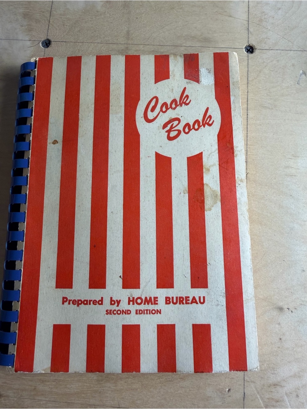 Home Bureau Red & White Striped Cook Book